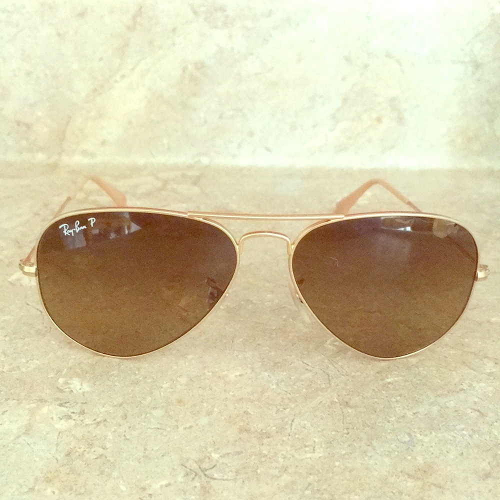 Matte gold aviator Ray Ban sunglasses